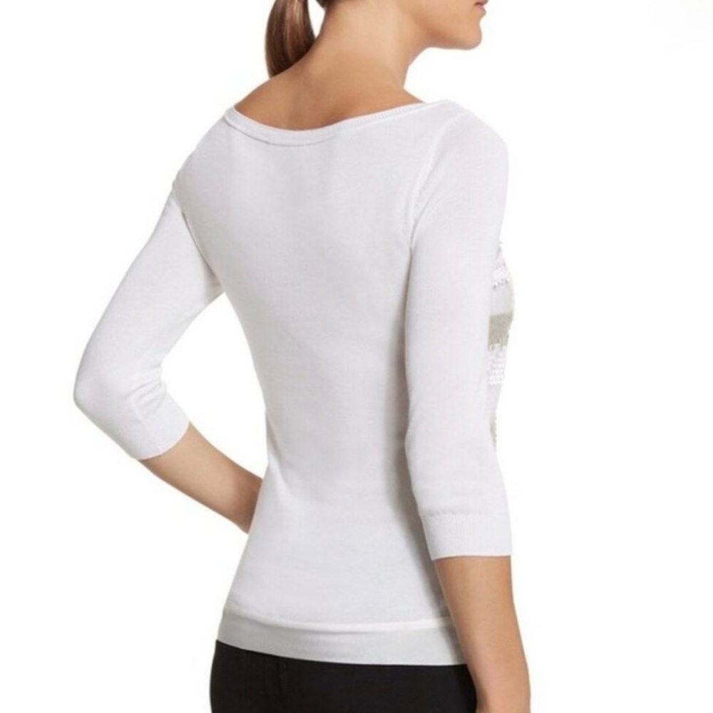 WHBM SEQUIN STRIPE LIGHTWEIGHT SWEATER - Picture 3 of 14